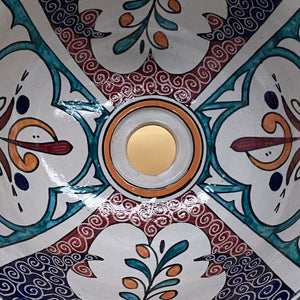 Arabisches Keramikwaschbecken mit Blumenmuster, 35 cm