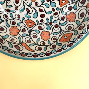 Arabischer Keramikteller mit Blumenmuster, 40 cm
