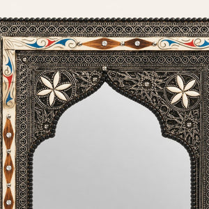 espejo marroquí arco hueso blanco detalle