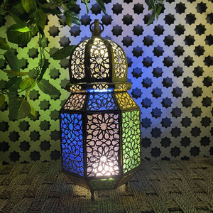 Arabische achteckige Messinglaterne 38 cm | Arabische Lampen
