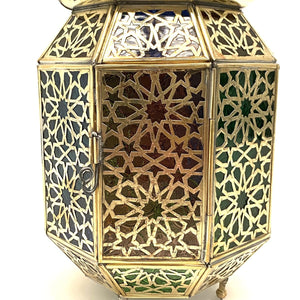 Arabische achteckige Messinglaterne 38 cm | Arabische Lampen