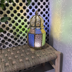 Arabische achteckige Messinglaterne 38 cm | Arabische Lampen