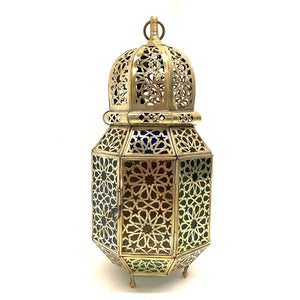 Arabische achteckige Messinglaterne 38 cm | Arabische Lampen