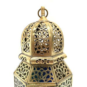 Arabische achteckige Messinglaterne 38 cm | Arabische Lampen