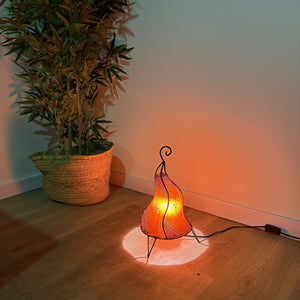 lámpara marrakech piel naranja forja