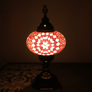 Lámpara turca de mesa con cristal de mosaico - Nº3 Ahmar