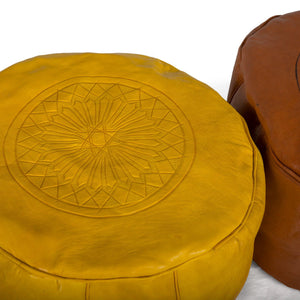 Puff árabe de cuero liso en varios colores