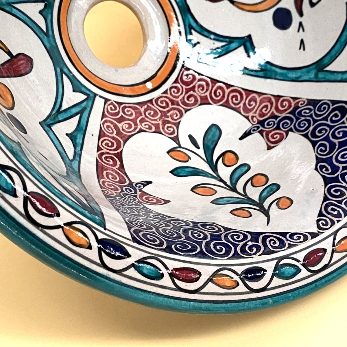 Arabisches Keramikwaschbecken mit Blumenmuster, 35 cm