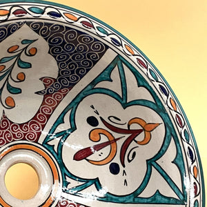 Arabisches Keramikwaschbecken mit Blumenmuster, 35 cm