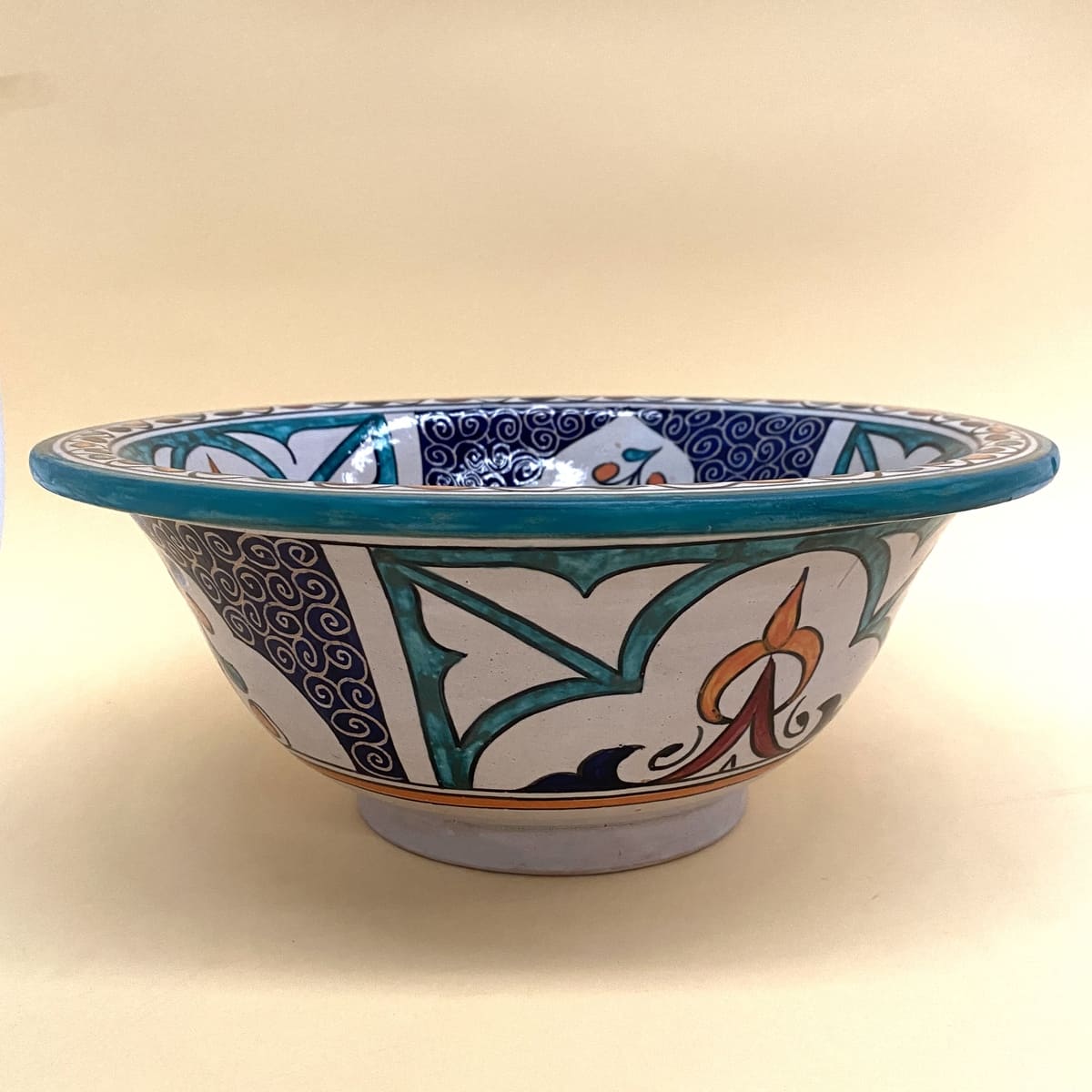 Arabisches Keramikwaschbecken mit Blumenmuster, 35 cm