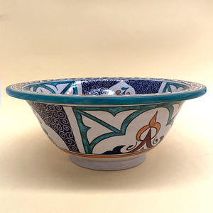 Arabisches Keramikwaschbecken mit Blumenmuster, 35 cm