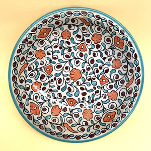 Arabischer Keramikteller mit Blumenmuster, 40 cm