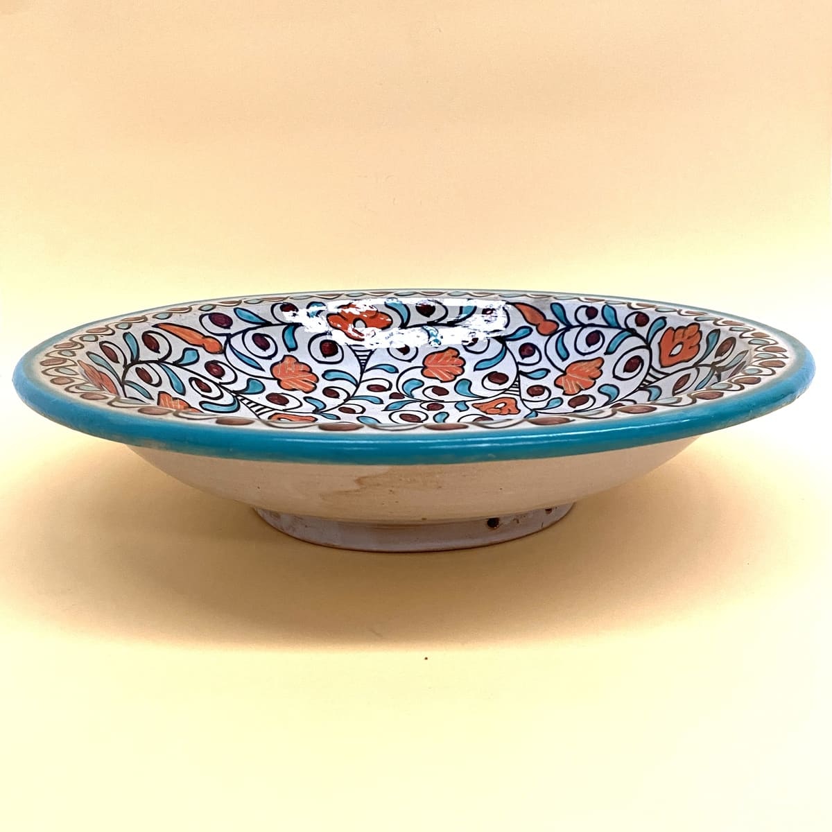 Arabischer Keramikteller mit Blumenmuster, 40 cm