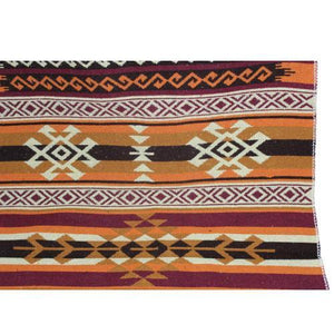 Alfombra turca kilim marrón, negro y naranja antique