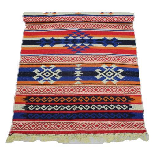 Alfombra turca kilim naranja azul y negro antique