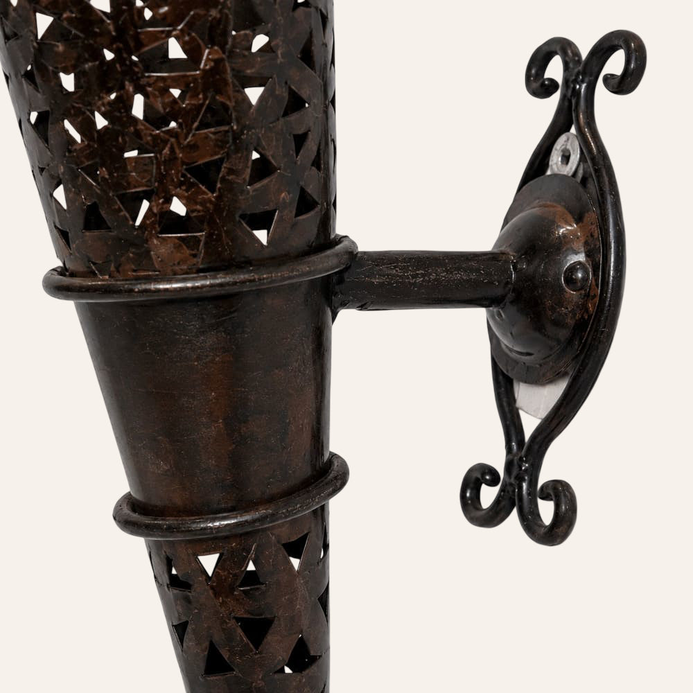 Marokkanische Wandfackel aus Schmiedeeisen mit Sterndesign