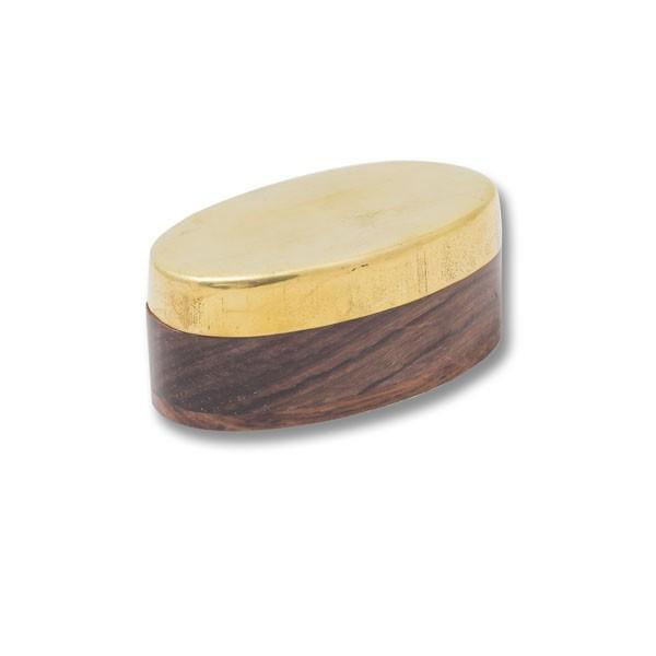 Caja árabe de madera con tapa de latón dorada