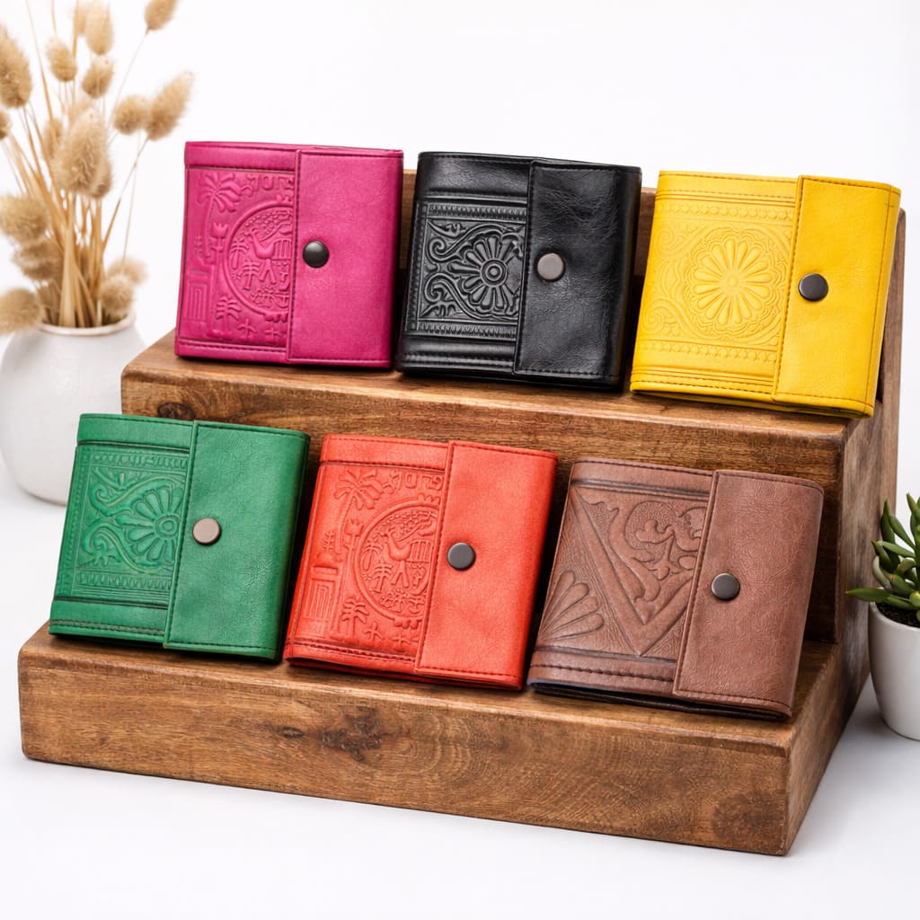 cartera marroquí oasis cuero expositor