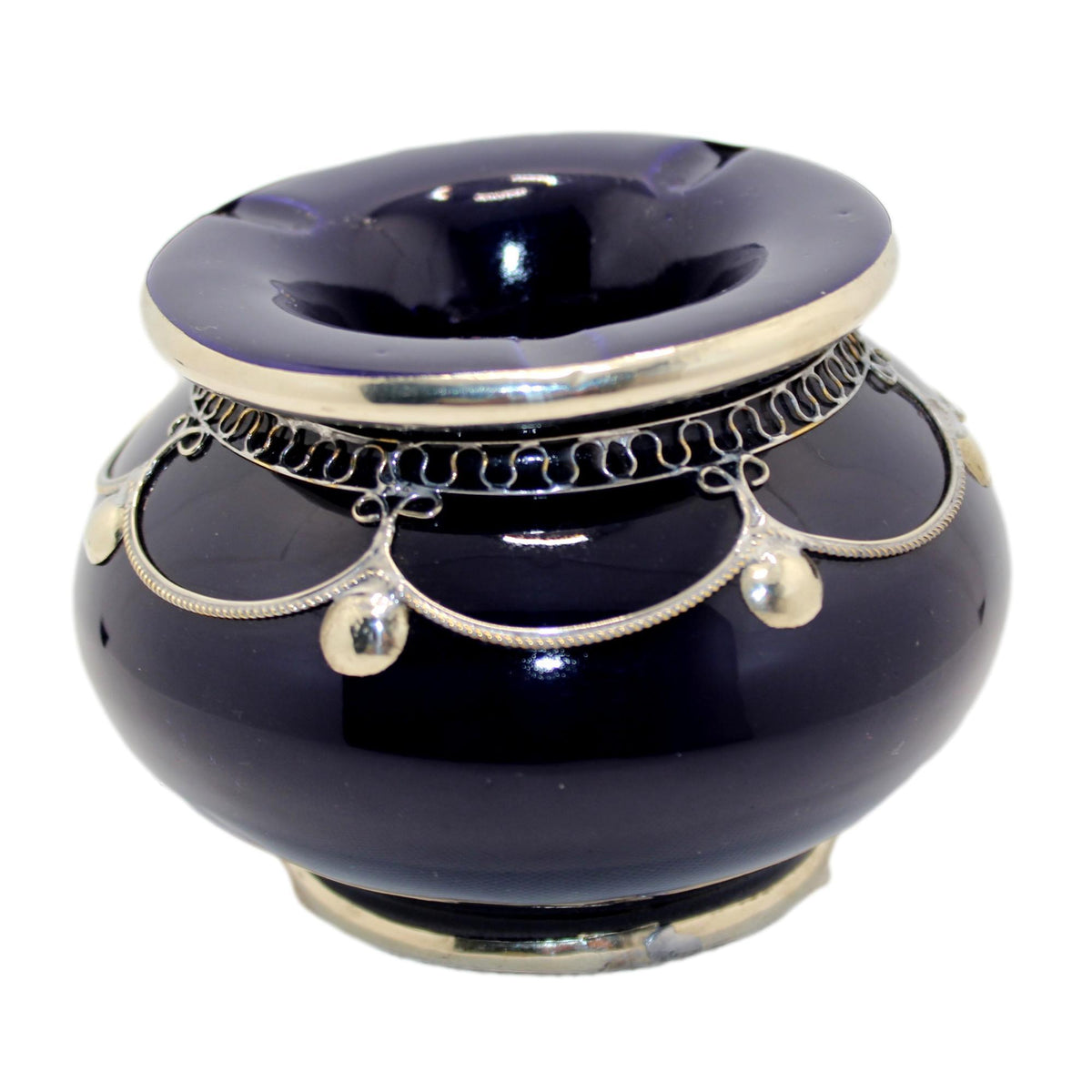 Cenicero árabe de cerámica y alpaca