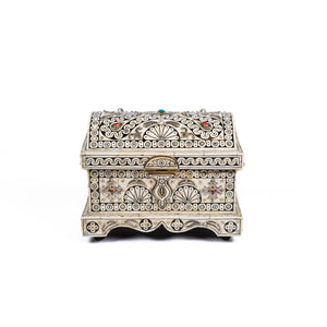 Conjunto de espejo y baúl de hueso árabe exclusivos