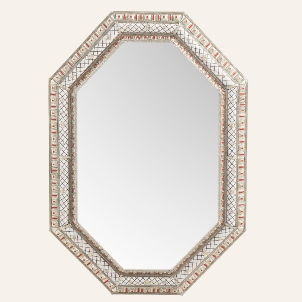 espejo árabe de hueso blanco 90cm