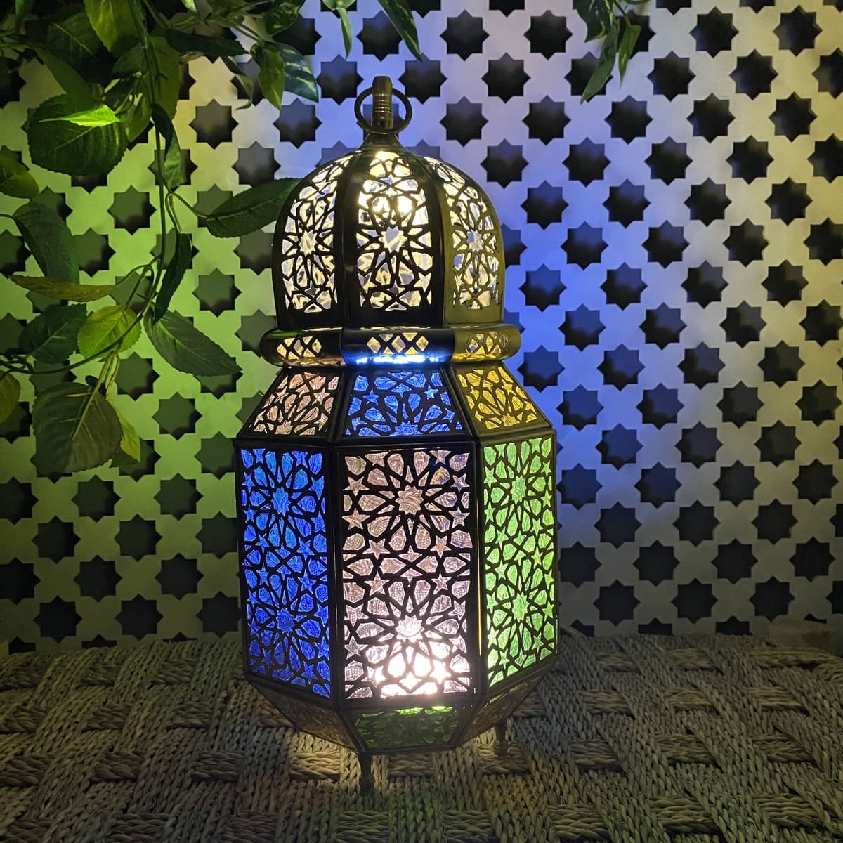 Arabische achteckige Messinglaterne 38 cm | Arabische Lampen