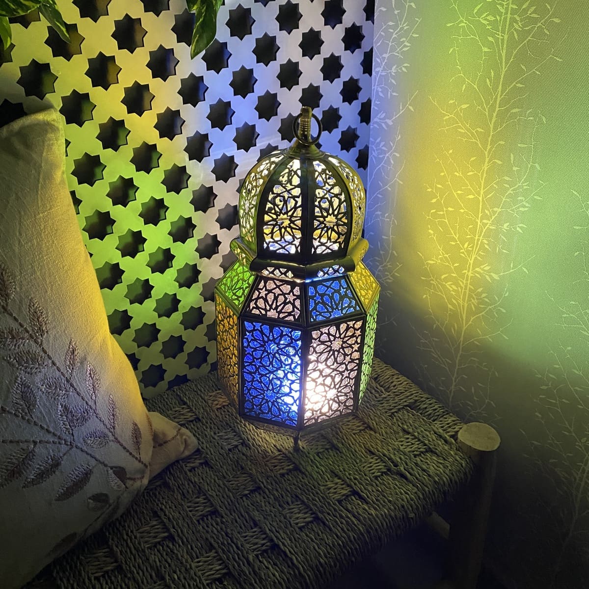 Arabische achteckige Messinglaterne 38 cm | Arabische Lampen