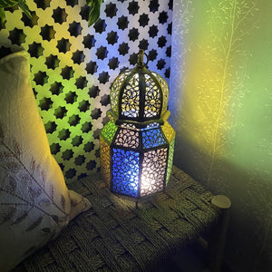 Arabische achteckige Messinglaterne 38 cm | Arabische Lampen