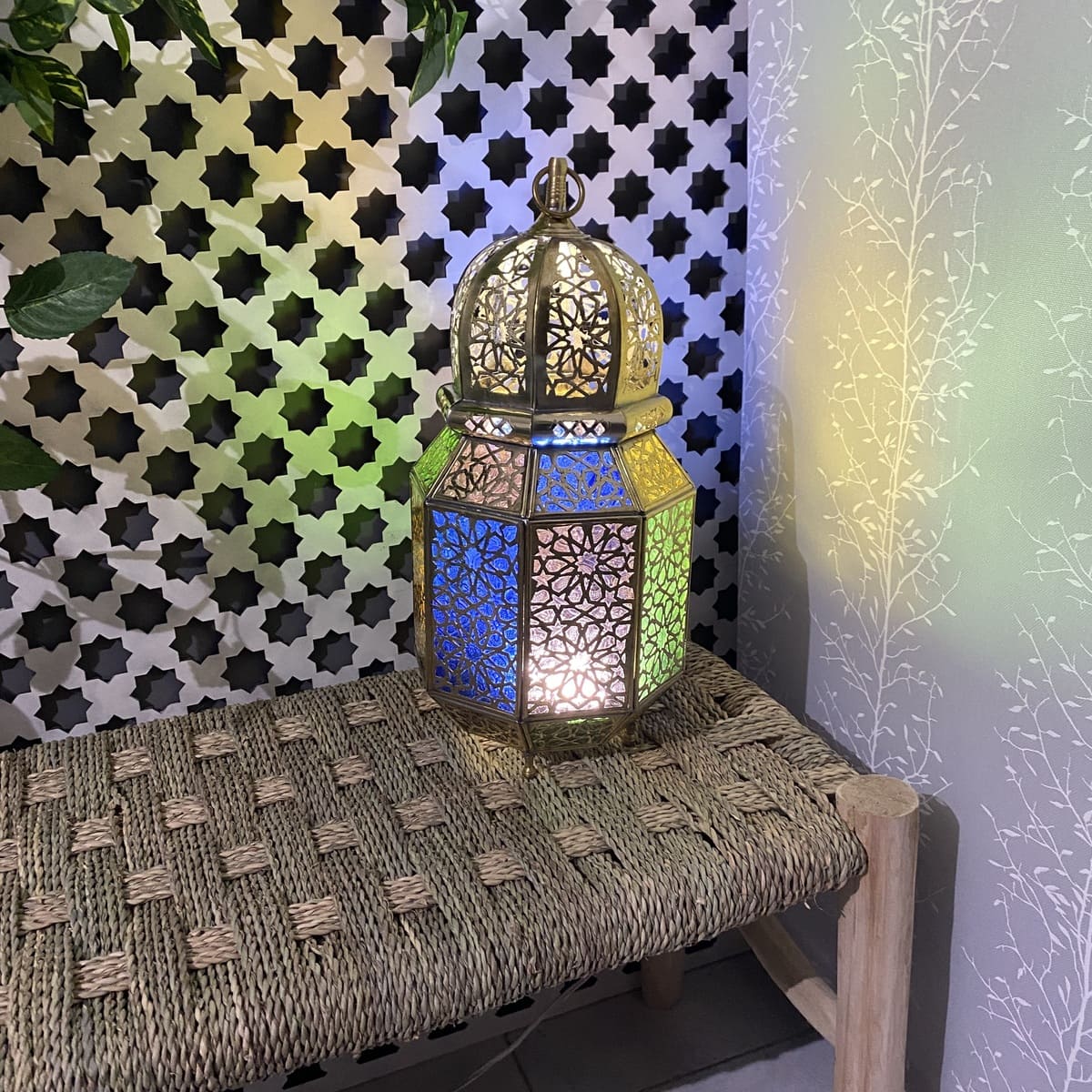 Arabische achteckige Messinglaterne 38 cm | Arabische Lampen