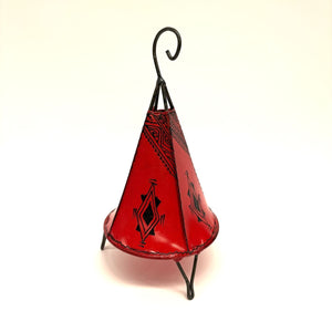 lámpara marrakech piel roja pirámide 35cm