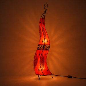 Marokkanische Lampe aus Leder und Schmiedeeisen, 120 cm, rot