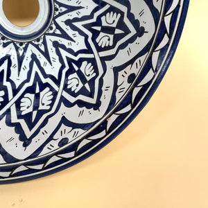 Arabisches blaues und weißes Waschbecken 40 cm | Arabische Keramik aus Fez