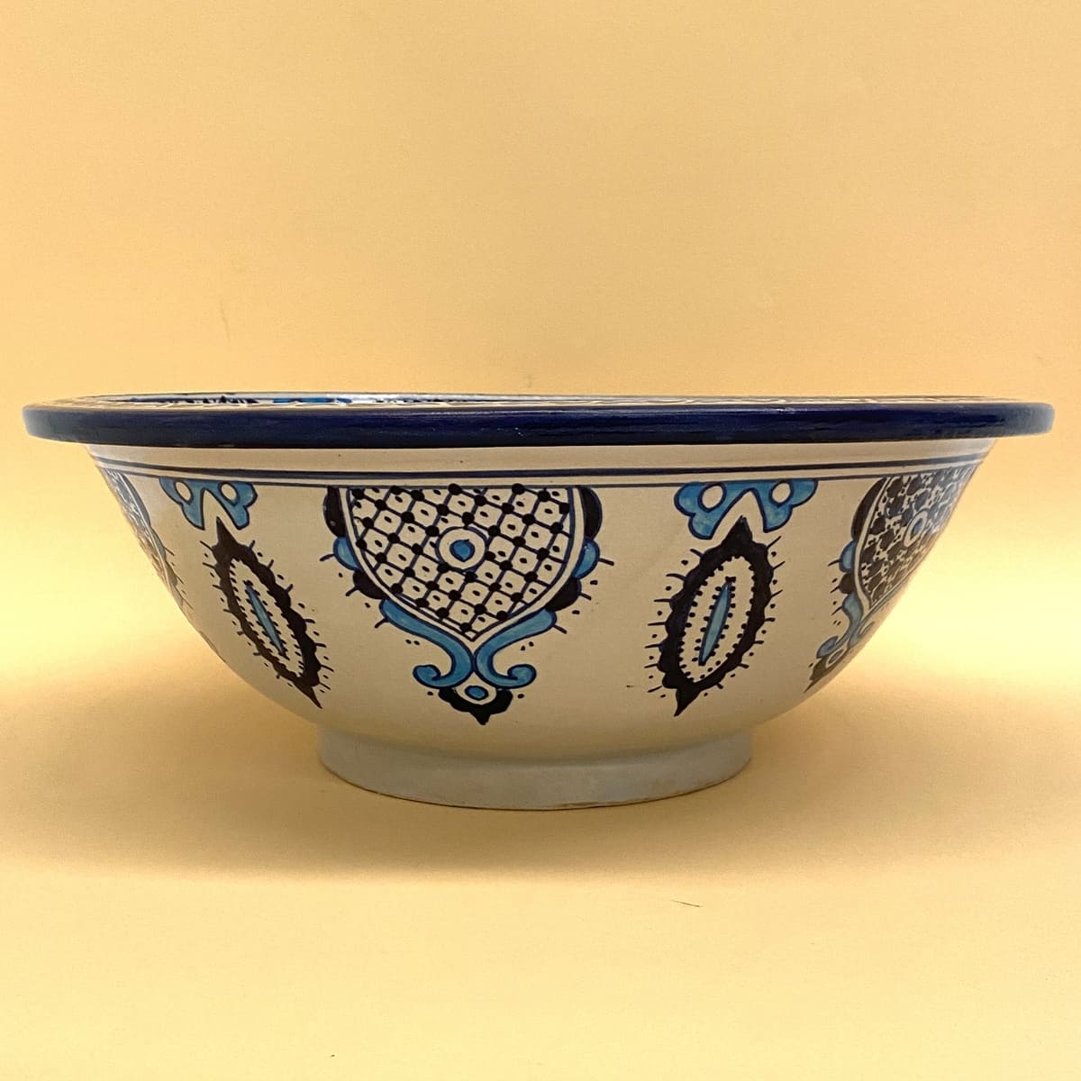 Arabisches Keramikwaschbecken aus Fez, bläulich, 40 cm | Marokkanisches Kunsthandwerk