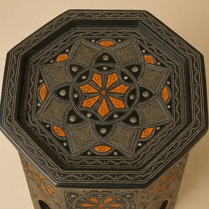 mesa árabe octogonal naranja detalles