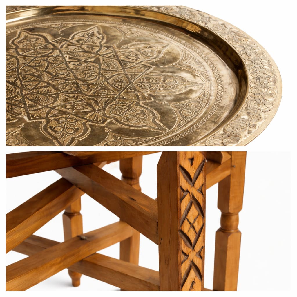 mesa de té marroquí dorada detalles