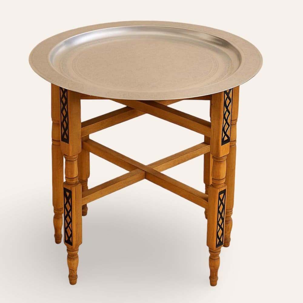 mesa de té marroquí plateada