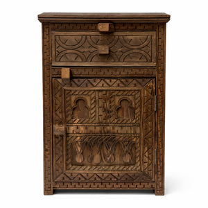 mesita de noche bereber madera maciza alzado