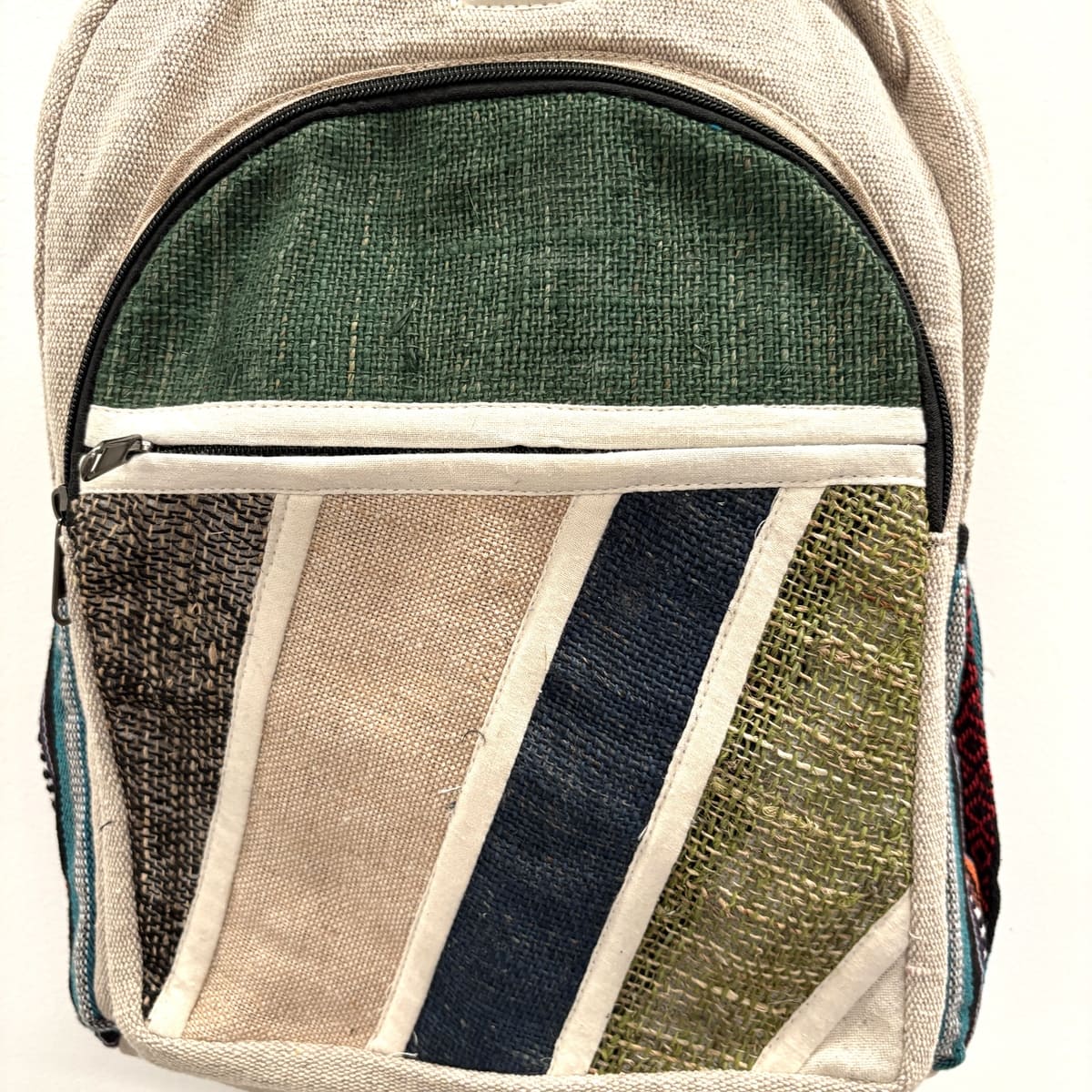 mochila cáñamo artesana detalle