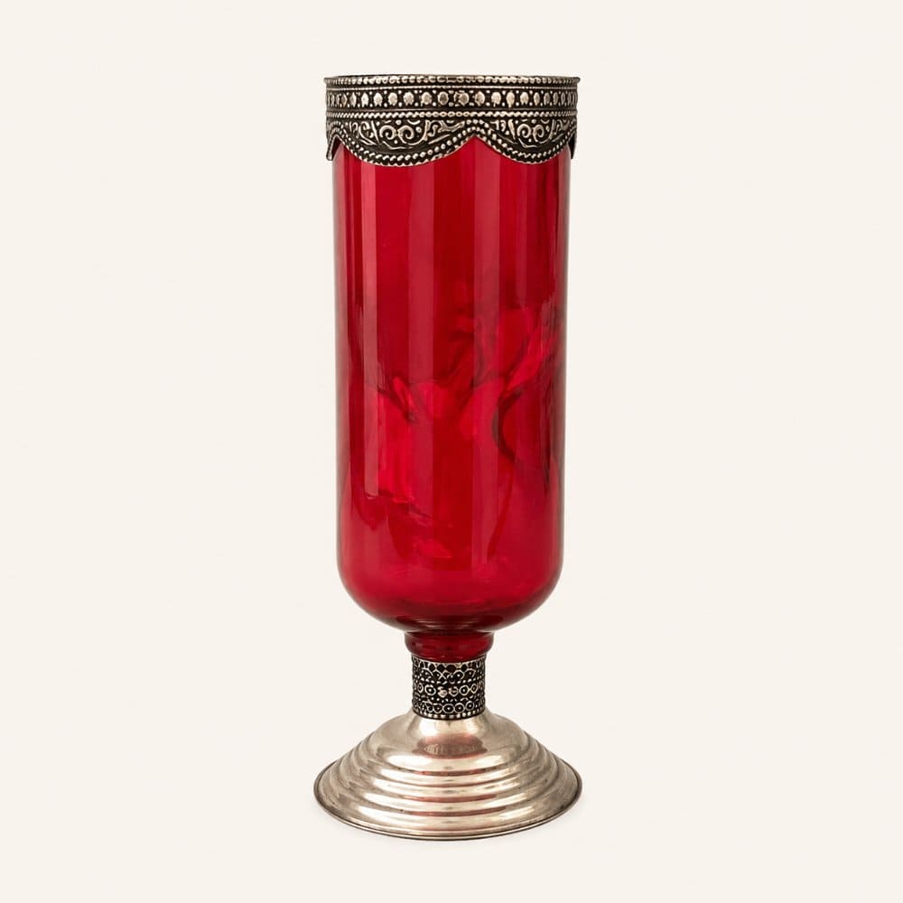 portavelas marroquí cristal xl rojo