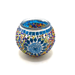 Portavelas turco de murano multicolor detalle