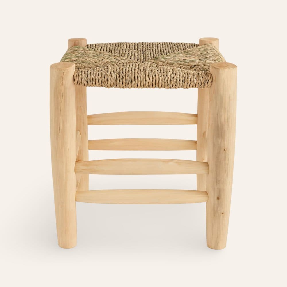 taburete marroquí madera esparto