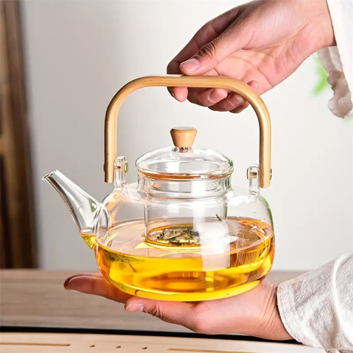 tetera de borosilicato transparente